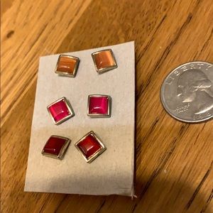 Pretty colored set of post earrings. Never worn.